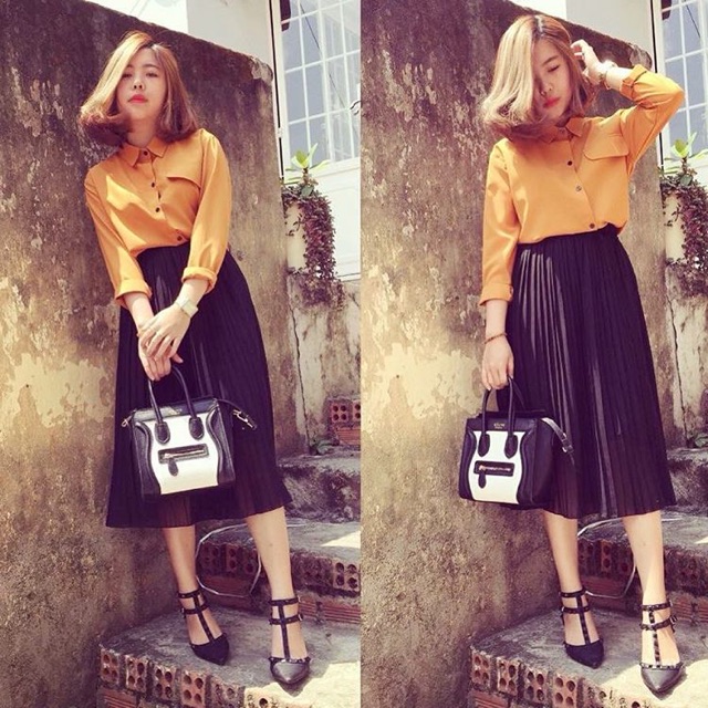 Sale Khủng!!!Chân Váy Voan Dập Ly Loại Dài Vừa | BigBuy360 - bigbuy360.vn