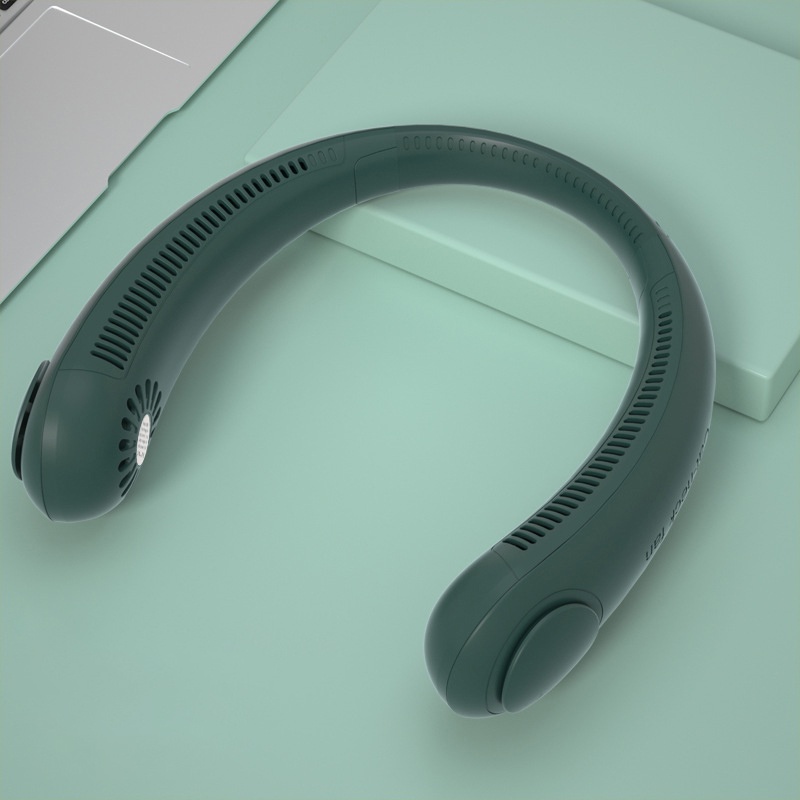 Quạt làm mát đeo cổ không cánh sạc USB không gây tiếng ồn 2400mAh mẫu 2022 dành cho chơi thể thao ngoài trời