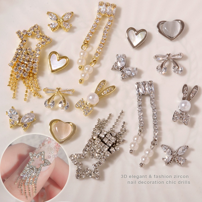 Set 2 Phụ Kiện Trang Trí Móng Tay 3D Nhiều Kiểu Dáng