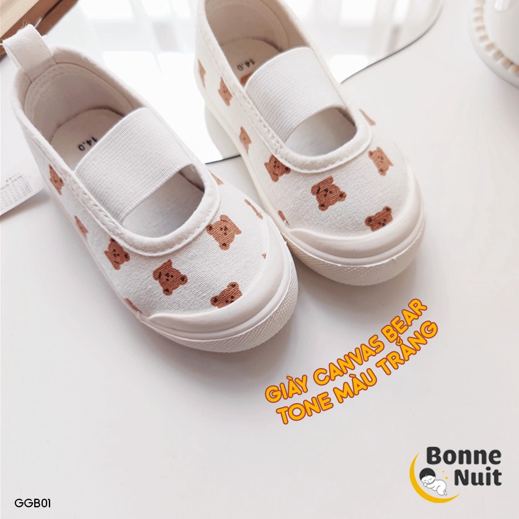 Giày vải canvas Brown Bear hoạ tiết siêu Hàn Quốc cho bé