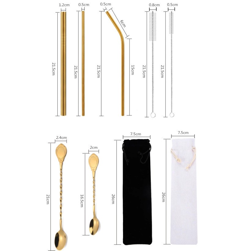 Bộ thìa/ ống hút KATELV bằng thép không gỉ cao cấp tiện dụng