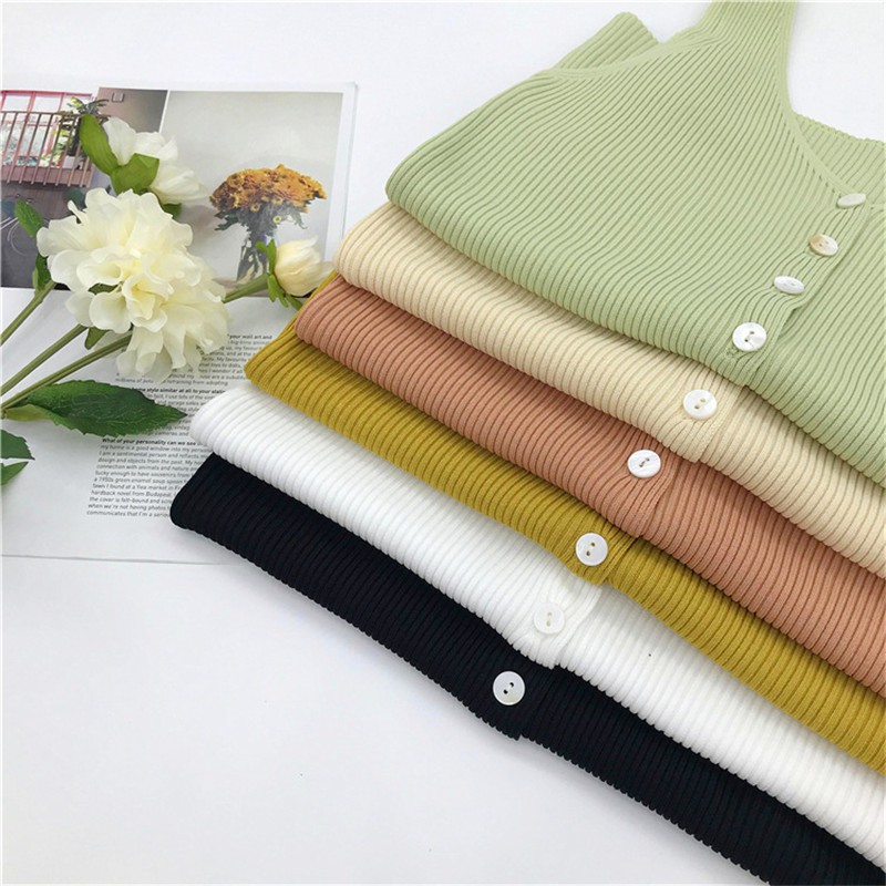 Áo sát nách màu trơn thiết kế cổ chữ V quyến rũ