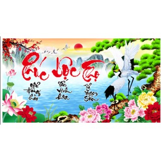 Tranh đính đá abc 3d phúc lộc thọ hb008ab kt:66x38cm
