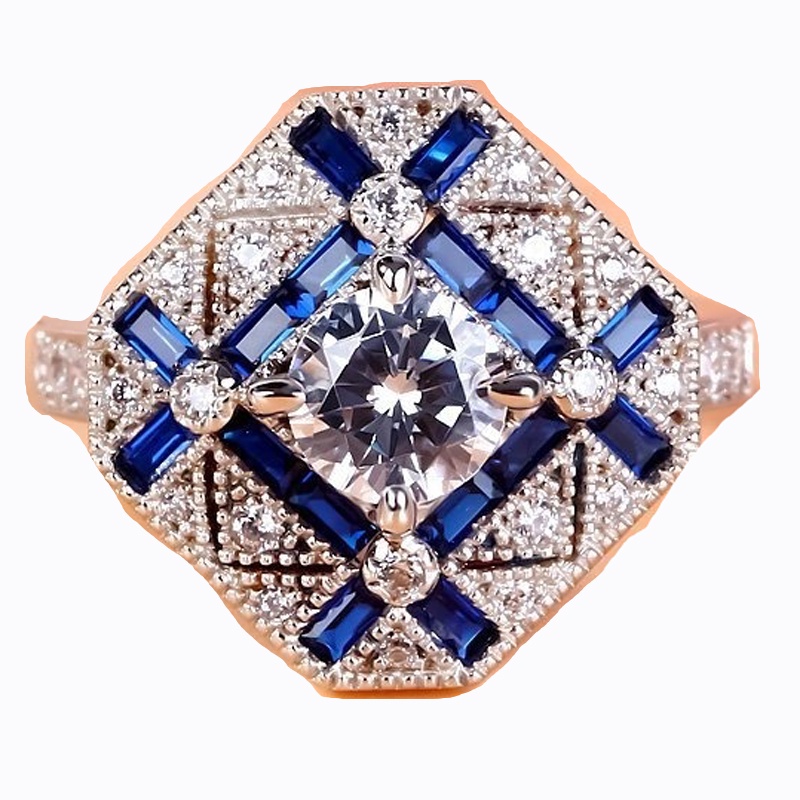 Nhẫn Thời Trang Đính Đá Topaz Tự Nhiên Hình Thang