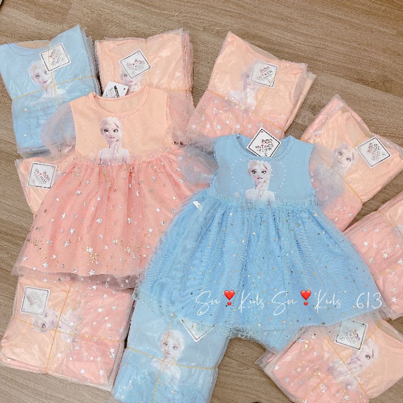 Váy elsa 3D 3 lớp siêu mềm mịn siêu đẹp cho bé gái