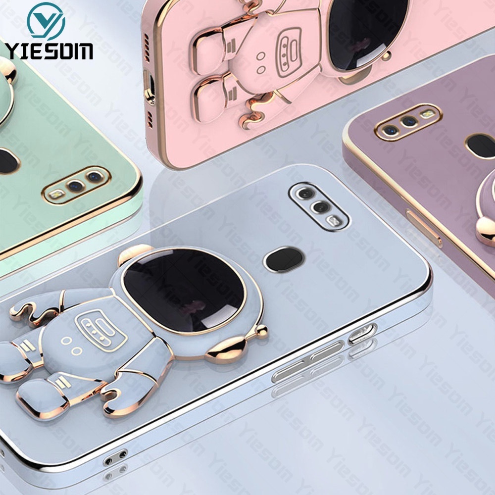 Ốp Điện Thoại Silicon Dẻo Vuông Mạ Màu Sang Trọng Có Giá Đỡ Oppo A12 A5S A3S A7 A11K A1K A83 A59 A39 A37 F1S C1 C2