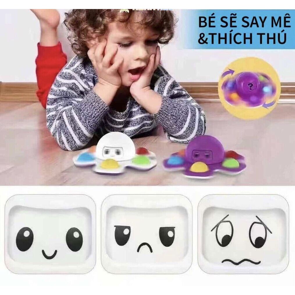 Đồ Chơi Fidget Spinner Pop It, Con Quay Bạch Tuột Cảm Xúc, Giúp Giảm Căng Thẳng Cho Bé