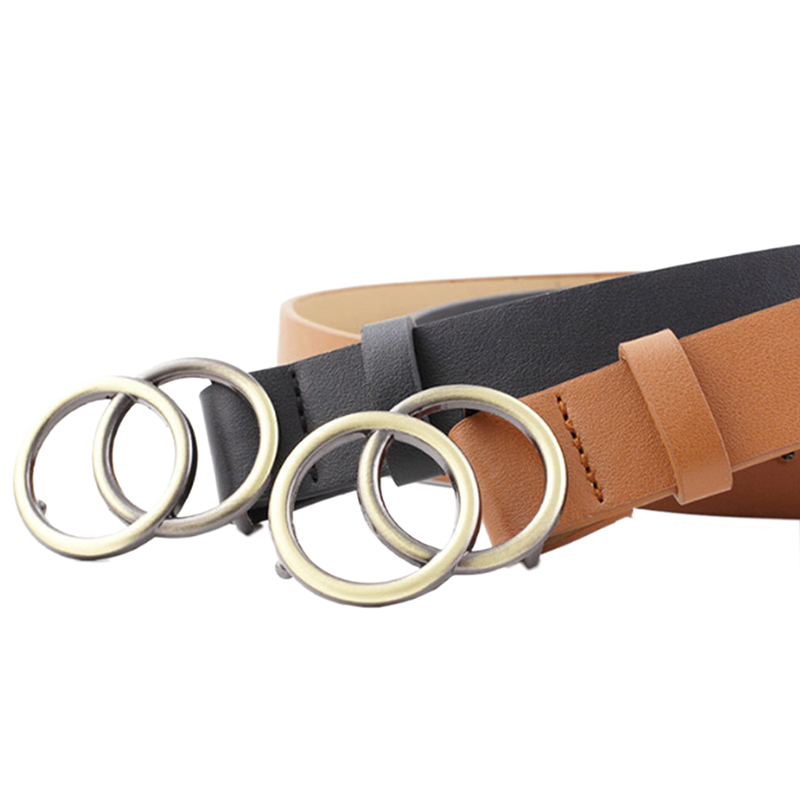 Thắt lưng da khóa tròn kim loại thời trang cao cấp cho nữ
