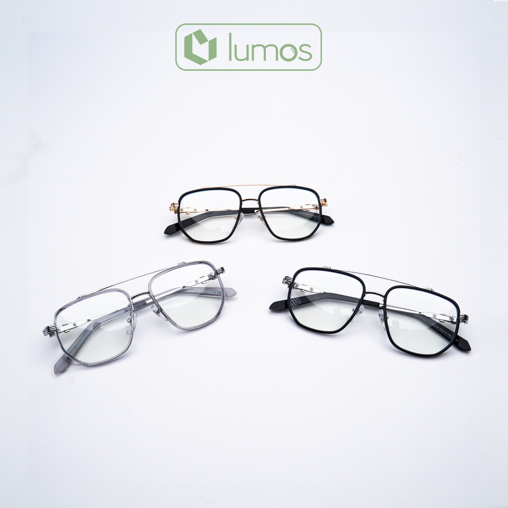 Gọng kính nam nữ Chrome Hearts dáng vuông to kim loại đẹp cao cấp màu sắc thời trang Lumos 2236