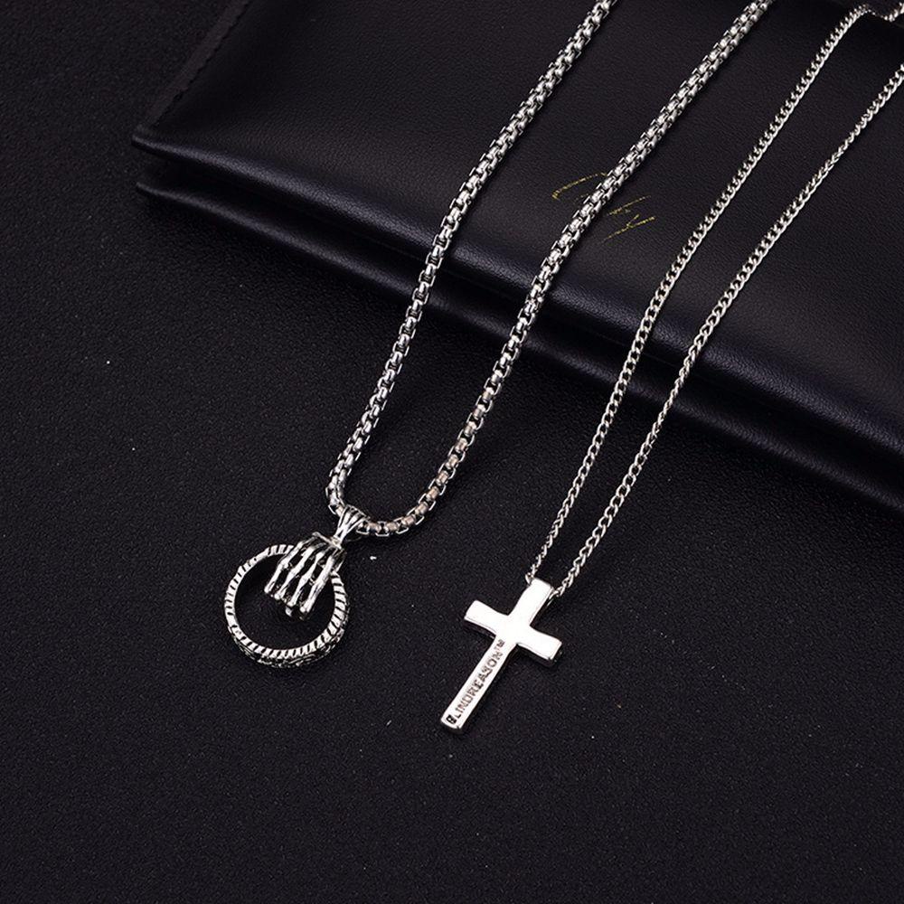 SOMEDAYZL Vòng cổ Hai Lớp Mặt Thánh Giá Phong Cách Hàn Quốc Cho Cặp Đôi