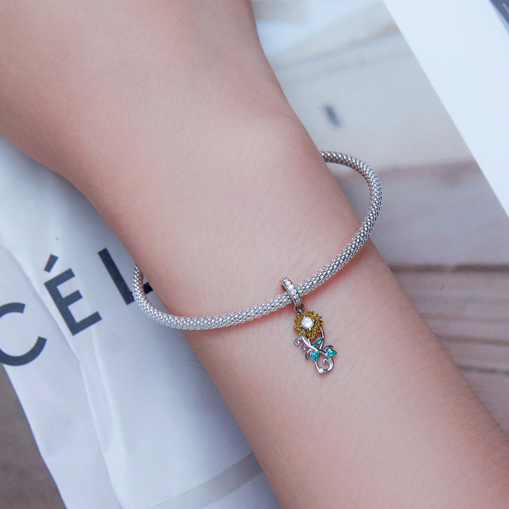 BAMOER Hạt Xỏ Lỗ Bằng Bạc 925 Dùng Làm Trang Sức Thời Trang DIY