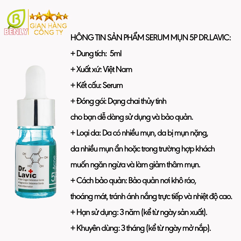 Serum giảm mụn Dr.Lavic 5P Ance Serum, tinh chất đẩy Mụn dành cho cả nam và nữ  - Giảm thâm, tái tạo thông tuyến bã nhờn