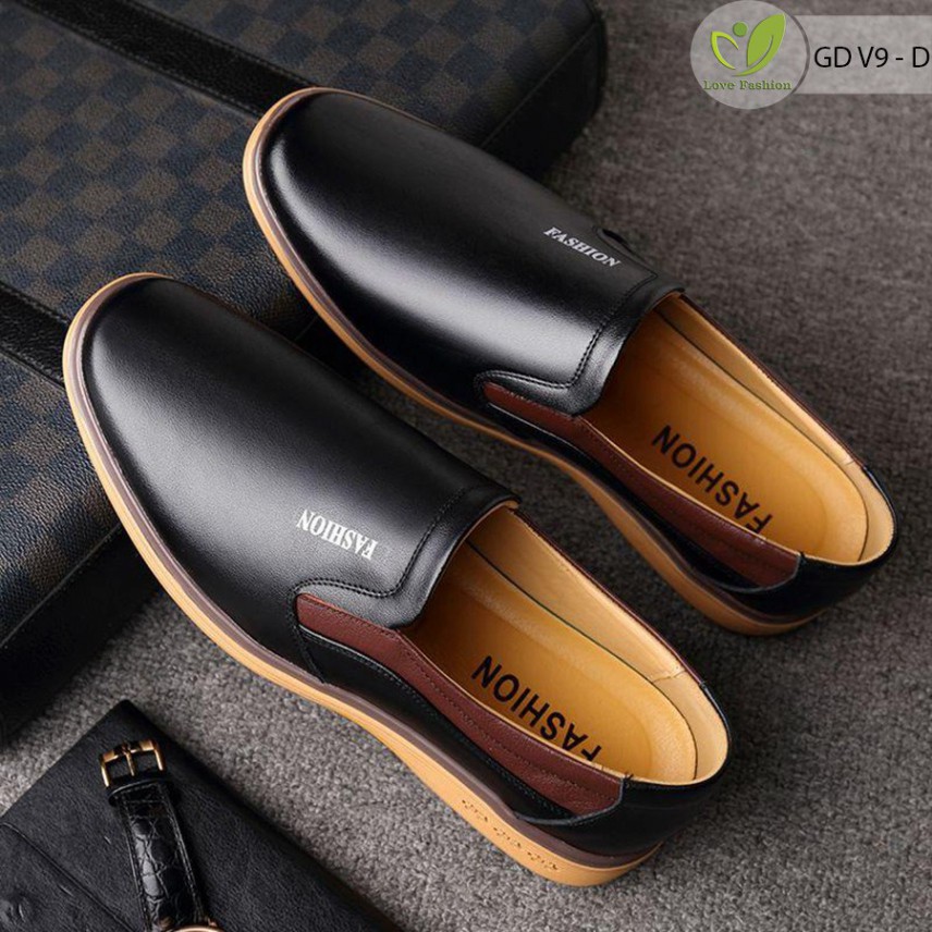 Giầy da lười nam thoáng khí tăng chiều cao - GDV9
