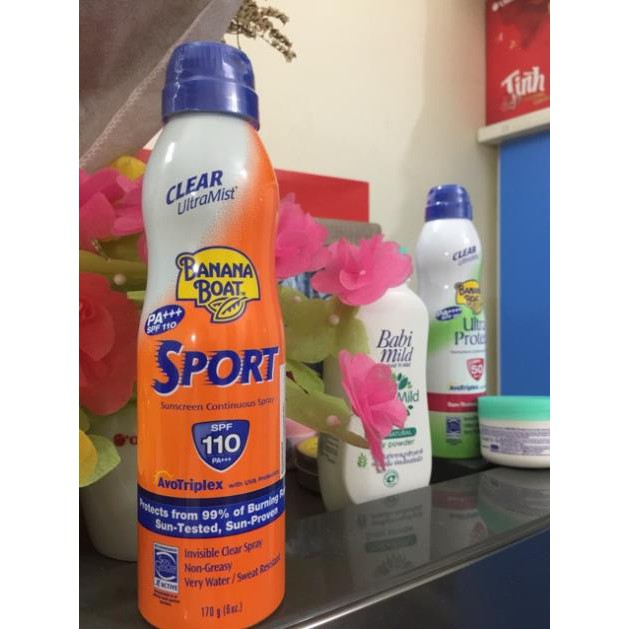 Bình xịt chống nắng Banana Boat Sport thể thao SPF110 170g