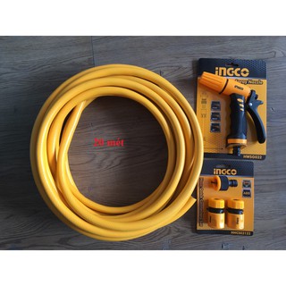 Bộ 20 mét ống nhựa PVC Fi21 khớp nối ống vòi xịt rữa tưới cây chỉnh tia INGCO HWSG032 HHCS03122 HPH2001