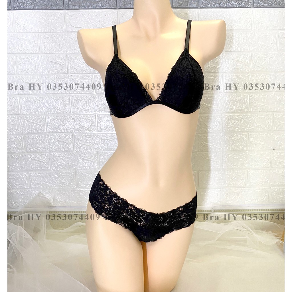Đồ lót nữ gợi cảm màu đen trơn vải ren cao cấp thoáng khí (hình thật shop tự chụp) BRAHY 059