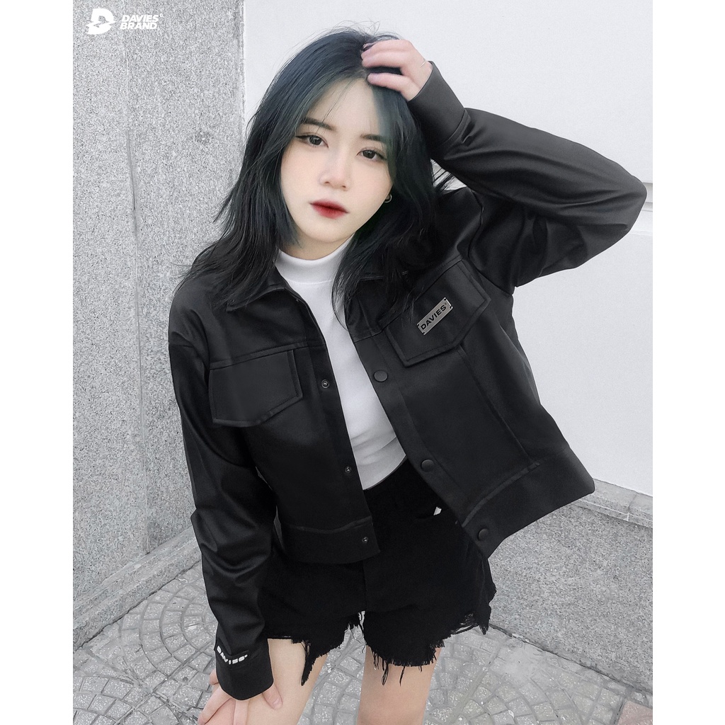 Áo khoác nữ đẹp da màu đen ngắn leather cropped jacket local brand Davies| D15-AK32 | BigBuy360 - bigbuy360.vn