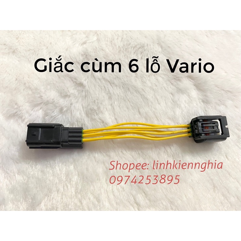 Giắc cùm Vario 6 lỗ bấm sẵn dây điện ( 1 cái)