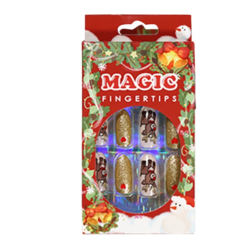 Set 24 Móng Tay Giả Trang Trí Chủ Đề Giáng Sinh
