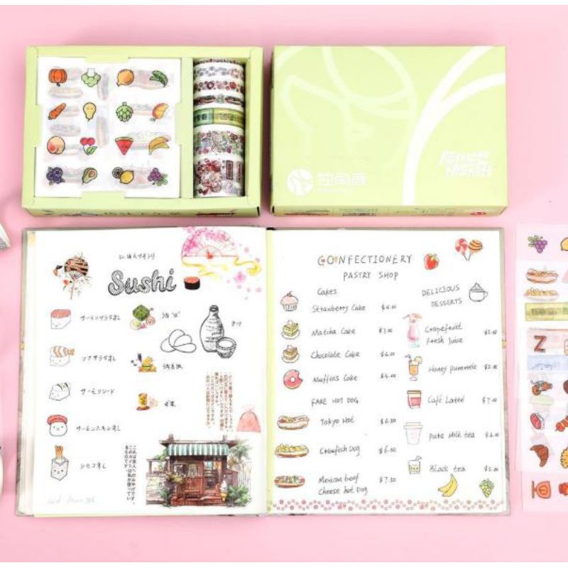 Set băng dính Washi sticker siêu cute - Washi Tape dễ thương trang trí sổ, vở, quà tặng - Băng dính họa tiết hoạt hình