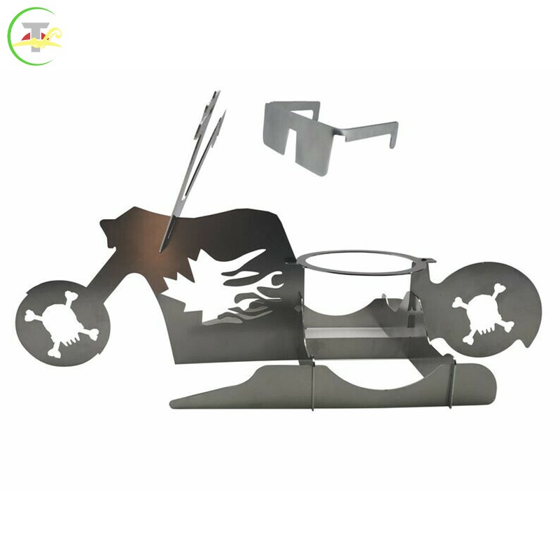 TG Portable Chicken Stand Beer American Motorcycle BBQ Stainless Steel Rack with Glasses Indoor Outdoor Use @vn