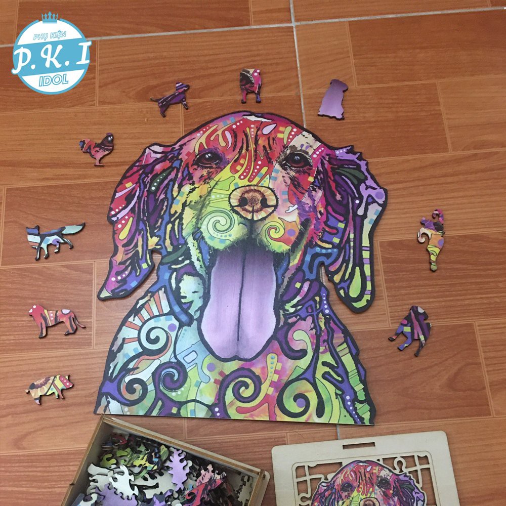 Tranh Ghép PUZZLE Cho Bé – Hình Con Chó Bảy Màu