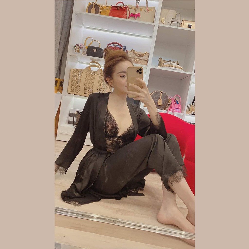 [Có Video] Đồ Ngủ, Đồ Bộ Mặc Nhà, Set 3 Món Hot Và Bán Chạy Nhất Của Shop, Chất Liệu Lụa Mềm Mịn, Có Mút Ngực