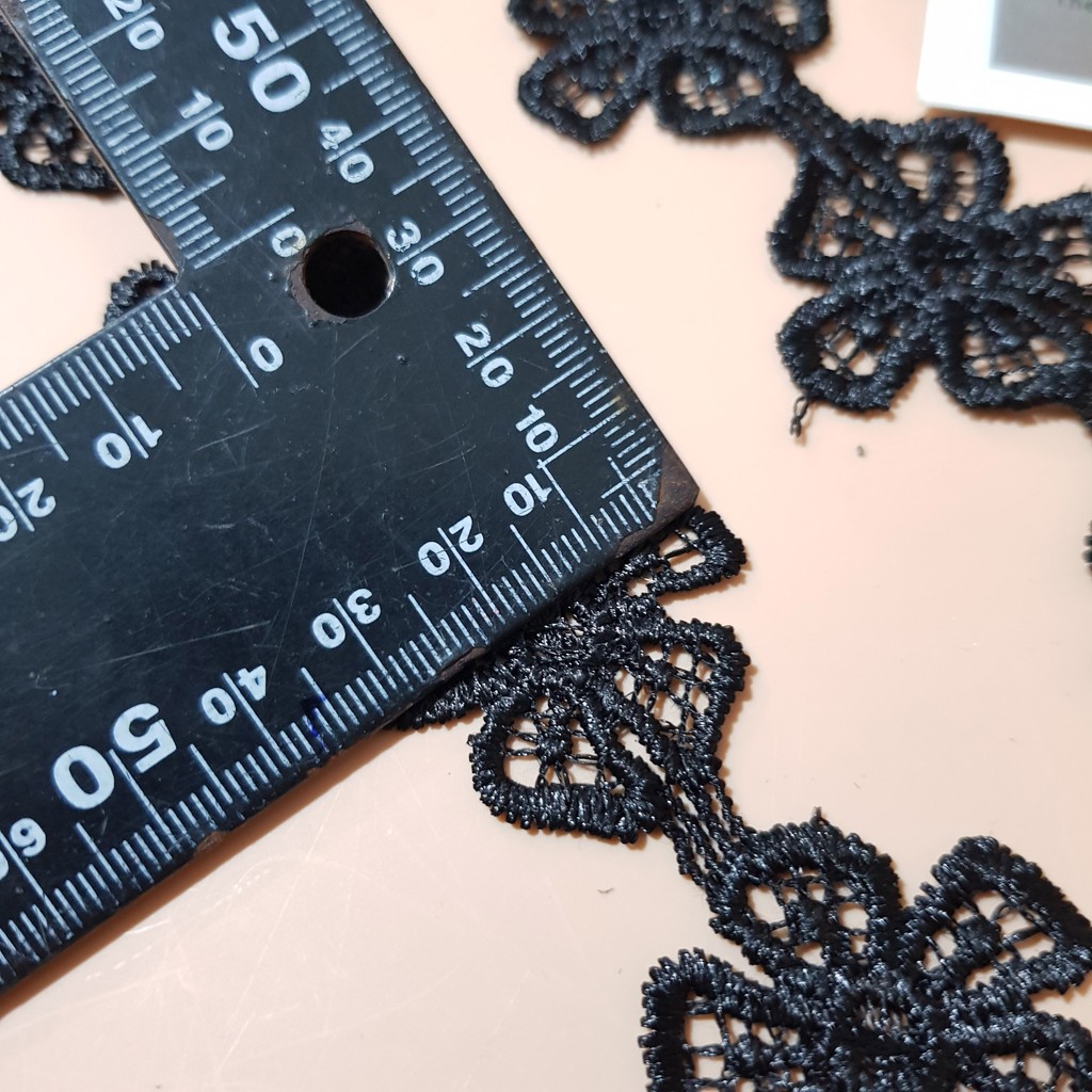 RC29 Cuộn 13 mét dây ren viền đen hình bông hoa rộng 3cm ren chỉ may đồ Maihoaflower