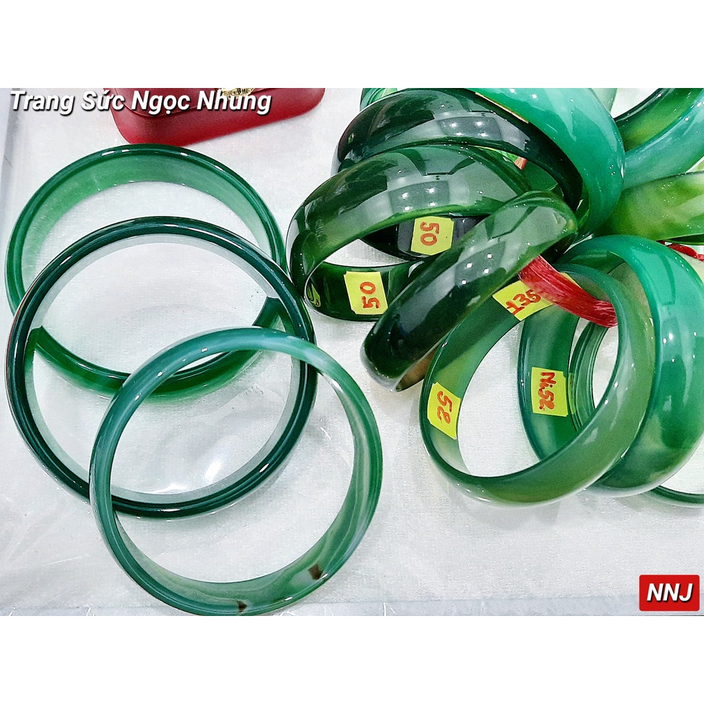 Vòng mã não bản to màu xanh-M4568