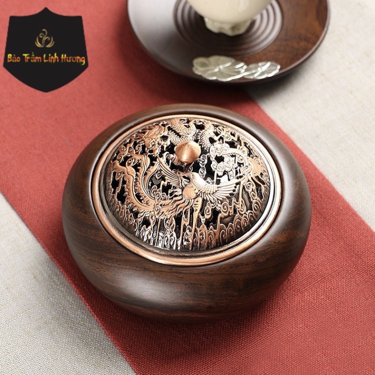Lư Xông Trầm Hương - Đỉnh Đốt Nhang Bằng Gỗ Hương Cao Cấp Thiết Kế Tinh Xảo Kèm Lót Bông Chống Cháy
