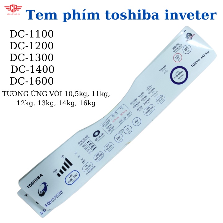 TEM PHÍM MÁY GIẶT TOSHIBA INVERTER 10,5kg, 11kg, 12kg, 13kg, 14kg,16kg