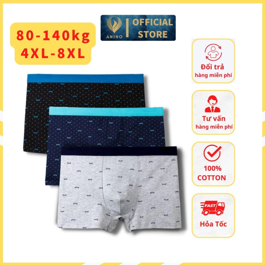 Combo 3 quần lót nam BOXER Big size họa tiết 100% Cotton cao cấp