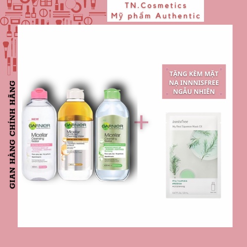 Nước Tẩy Trang Garnier Micellar Hồng/ Vàng/ Xanh Skinactive Cleansing Water 400ml TT2618