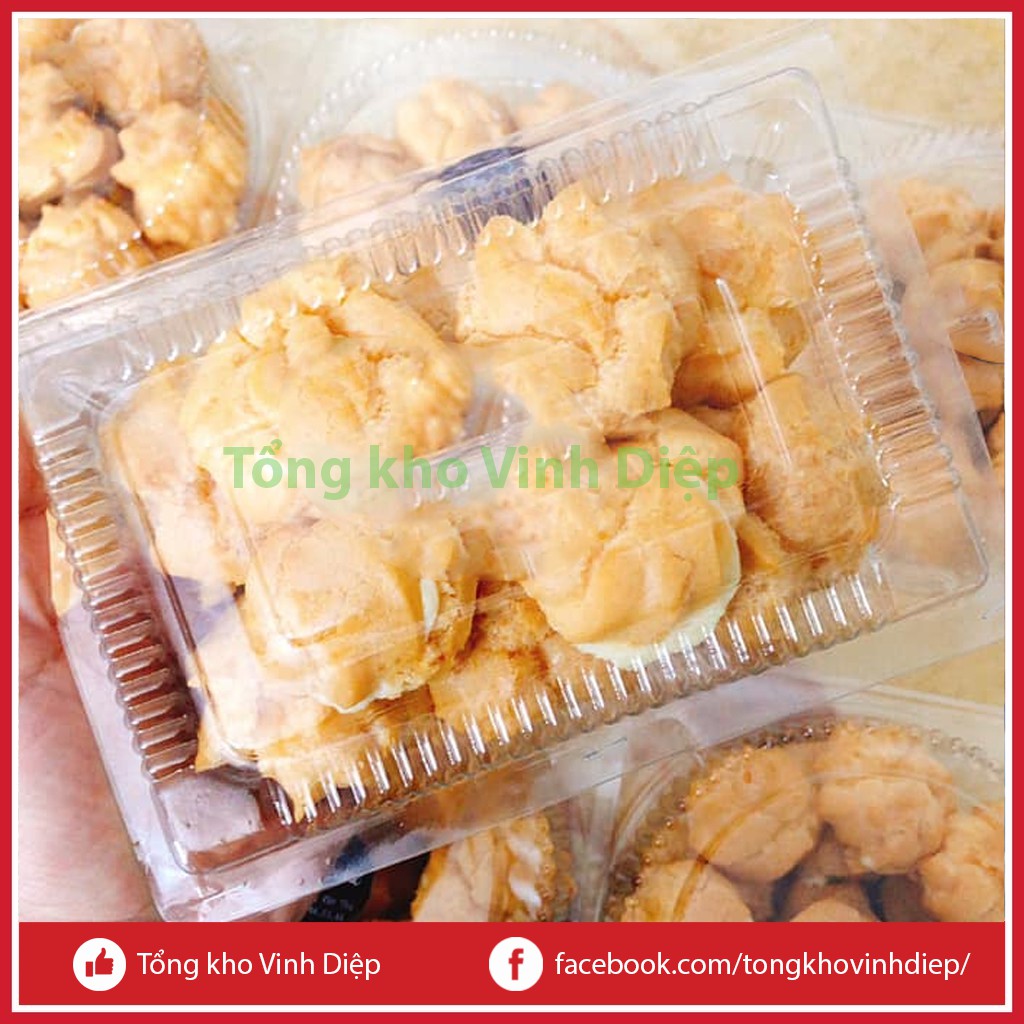 Combo 100 hộp nhựa đựng bánh bông lan cuộn, su kem, bánh tráng trộn, hoa quả, đồ ăn - H04