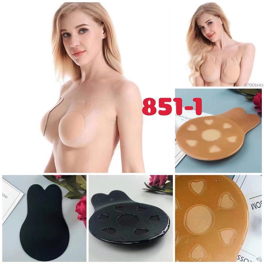 2 Miếng dán ngưc miếng dán ti nhũ hoa silicon vải tai thỏ nâng ngực loại sử dụng đươc nhiều lần 851