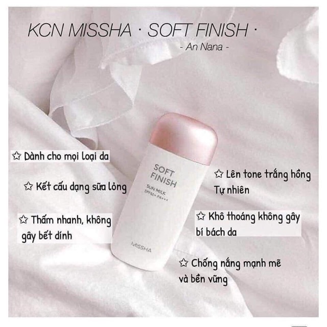 Sữa Chống Nắng Missha Mềm Mịn Da SPF50+/PA+++ Sun Milk 70ml