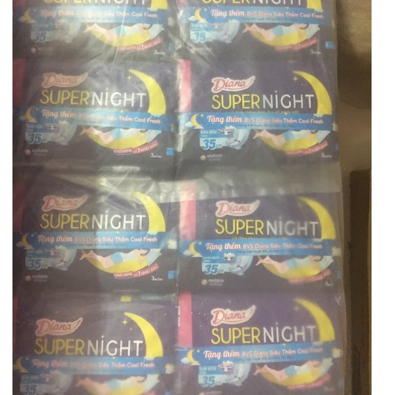 6 gói Diana Super Night Ban Đêm 35cm tặng 3 gói hàng ngày gói (8m) hoặc 6 gói bvs cool tùy đợt hàng tặng