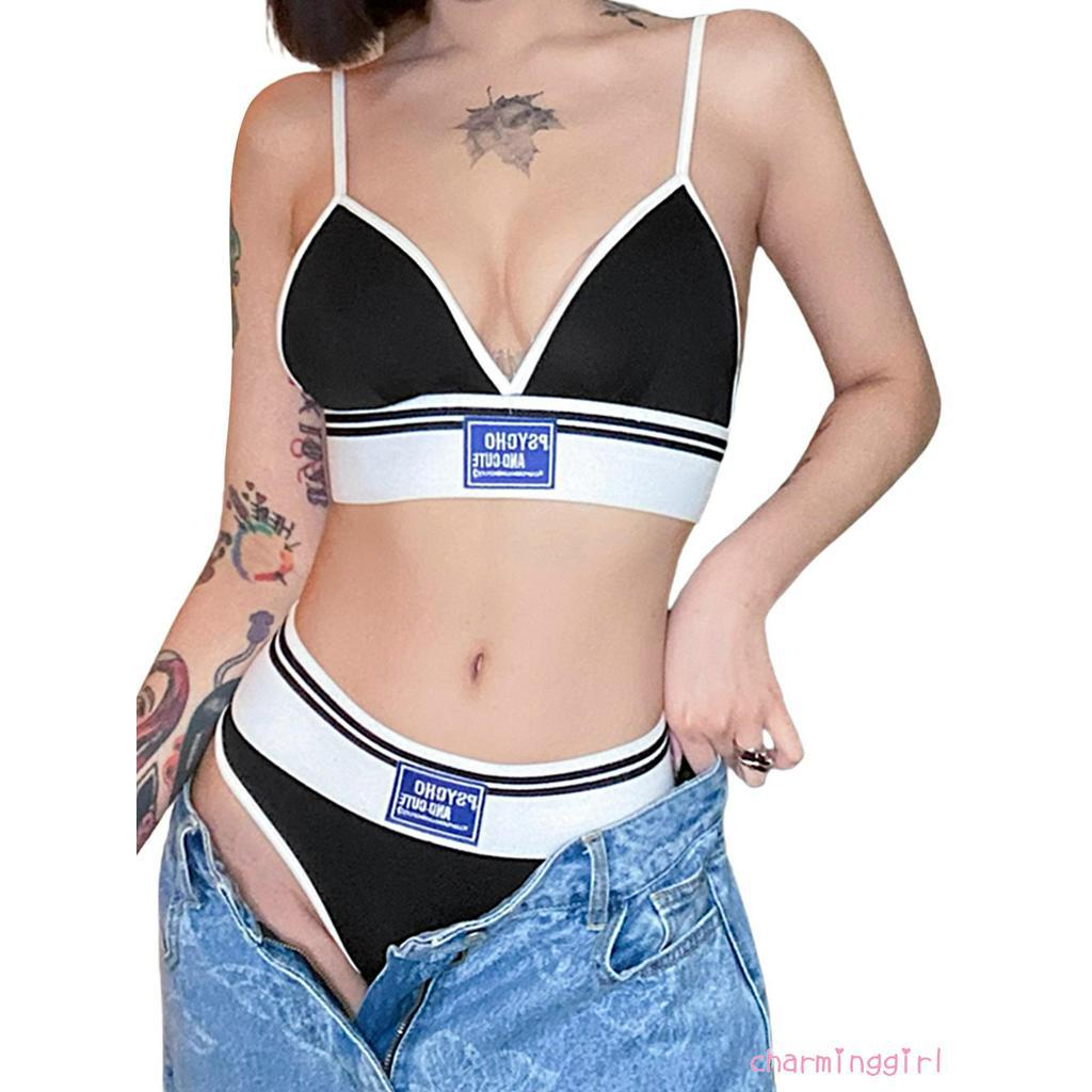 Set Đồ Lót 2 Mảnh Thêu Chữ Thời Trang Cho Nữ