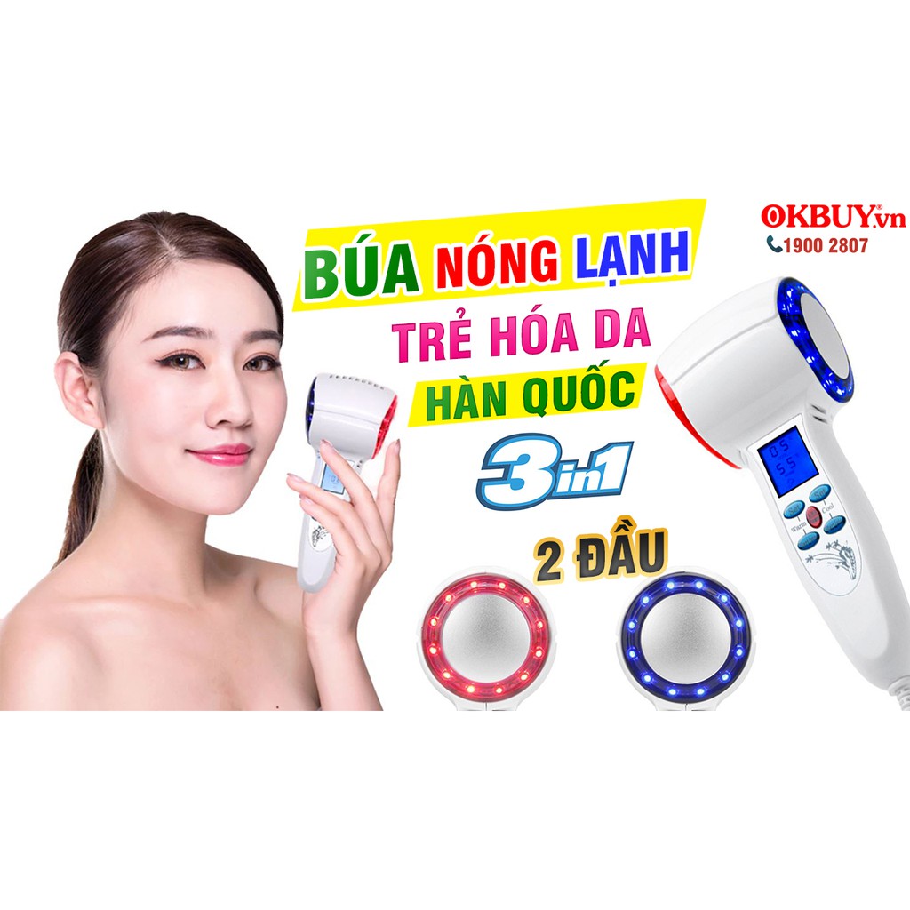 Búa nóng lạnh 2 đầu ion kết hợp ánh sáng sinh học làm trẻ hóa da Hot&amp;Cold