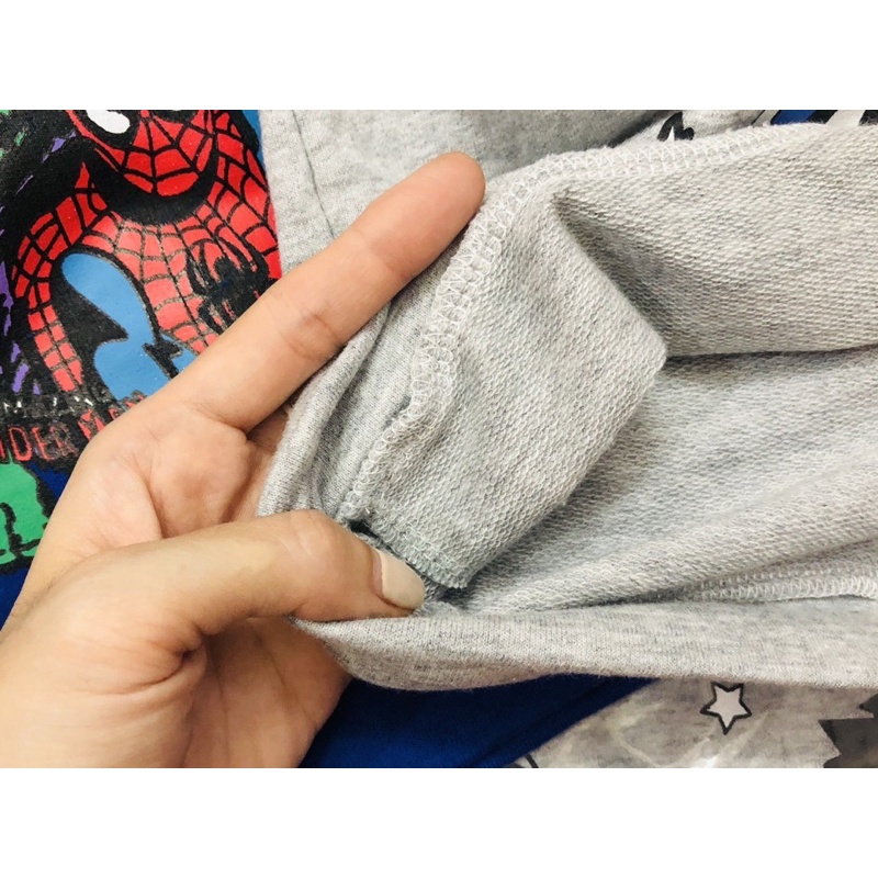 Set 2 bộ nỉ da cá hm in hình marvel siêu nhân cho bé trai size 12-30 cân