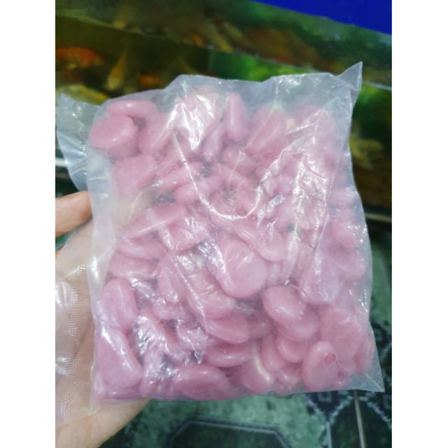 BỊCH 100 VIÊN ĐÁ DẠ QUANG MÀU HỒNG TRANG TRÍ HỒ CÁ NON BỘ