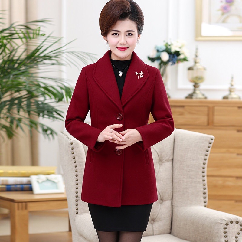 Áo khoác dạ trung niên nữ cao cấp thiết kế sang trọng, màu sắc quý phái NV0477