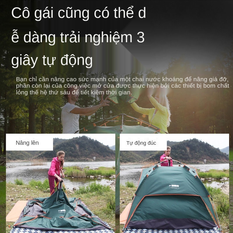 ❏Lều tự động Explorer gấp ngoài trời dày chống mưa 3-4 người cắm trại câu cá muỗi