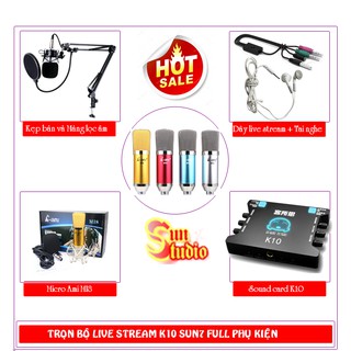 Bộ live stream thu âm với Micro Ami MI8 và Sound card XOX K10
