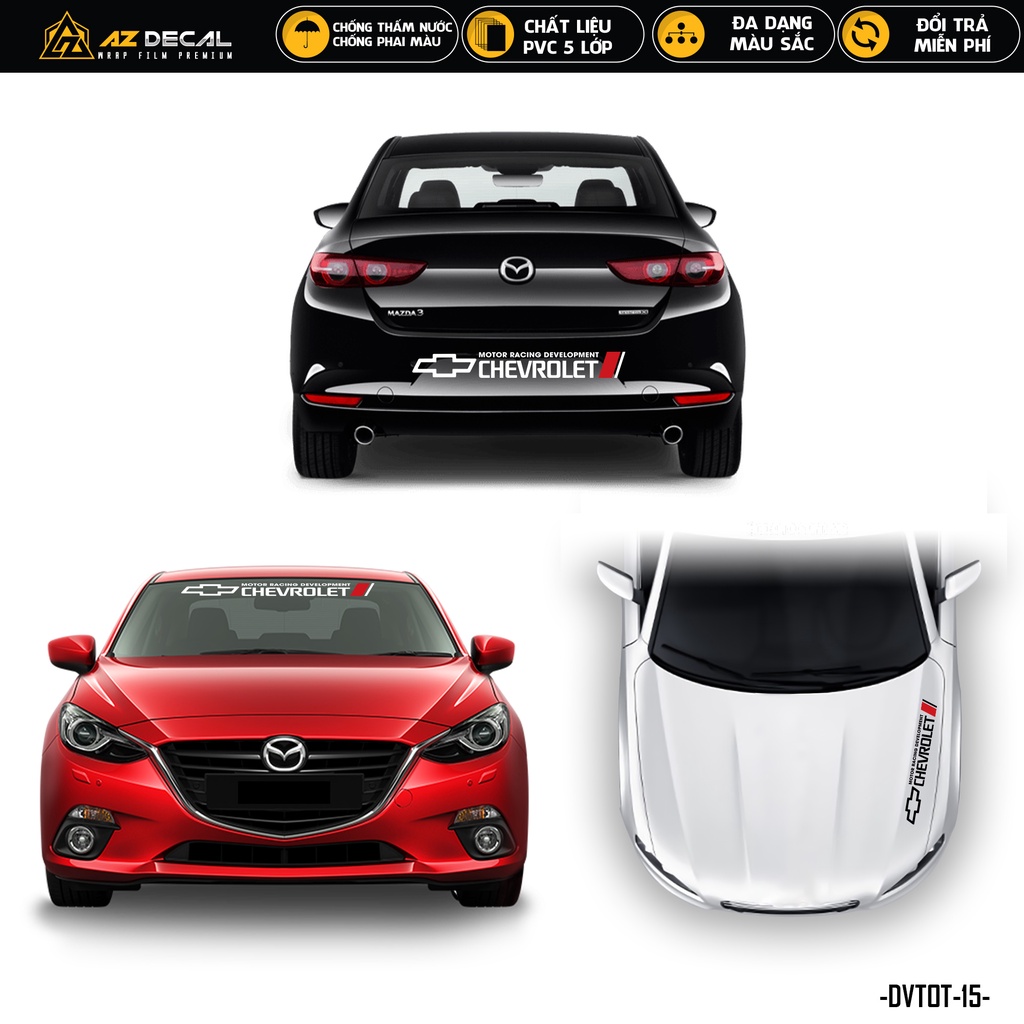 Tem Dán Xe Ô Tô Logo Chevrolet | DVTOT-15 | Decal Team Sticker Dán Sườn Cản Sau Capo Kính Lái Xe Hơi O