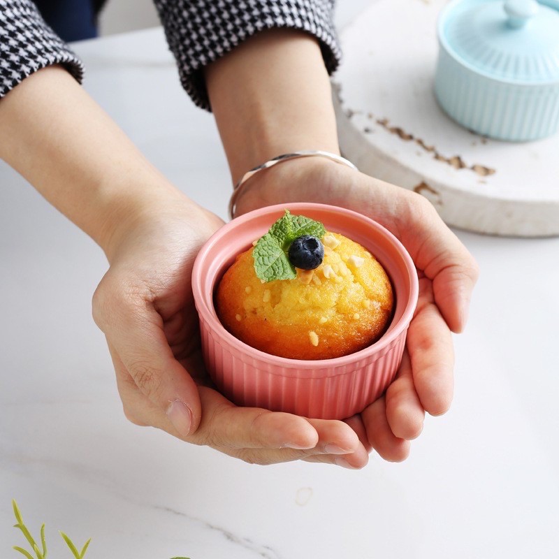 Khuôn sứ Ramekin có nắp làm bánh, pudding, sữa chua ăn dặm cho bé - Ăn dặm LINKLINK STORE