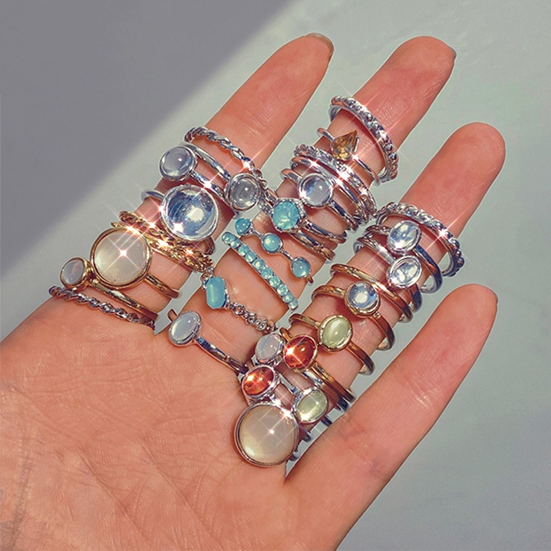 Bộ Nhẫn Đeo Ngón Tay Thời Trang Sáng Tạo Cho NữYanqueens Quà tặng trang sức