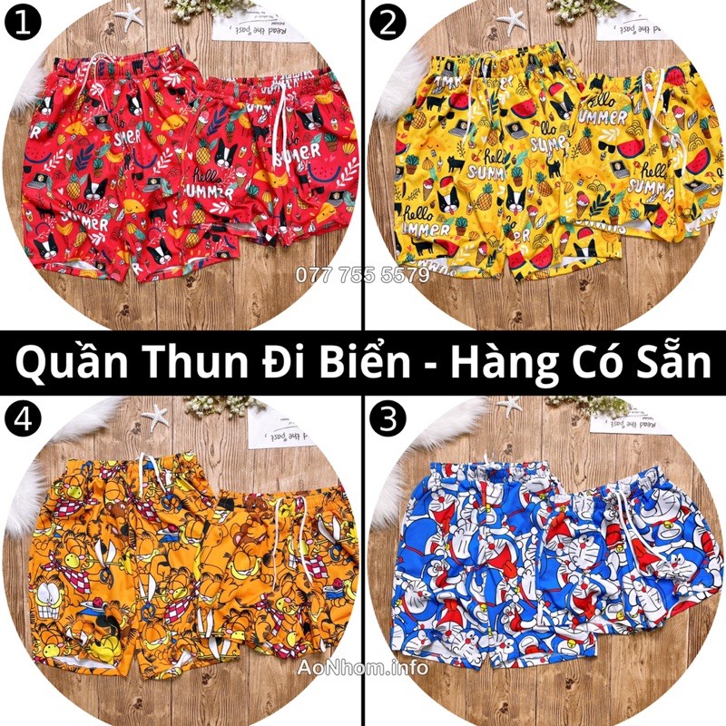 Quần Thun đi biển - Ếch xanh Keroppi, Heo Hồng, Gấu Pooh, Chuột Mickey, Mèo Garfield, Baby Shark, Vịt Xanh, Vịt trắng