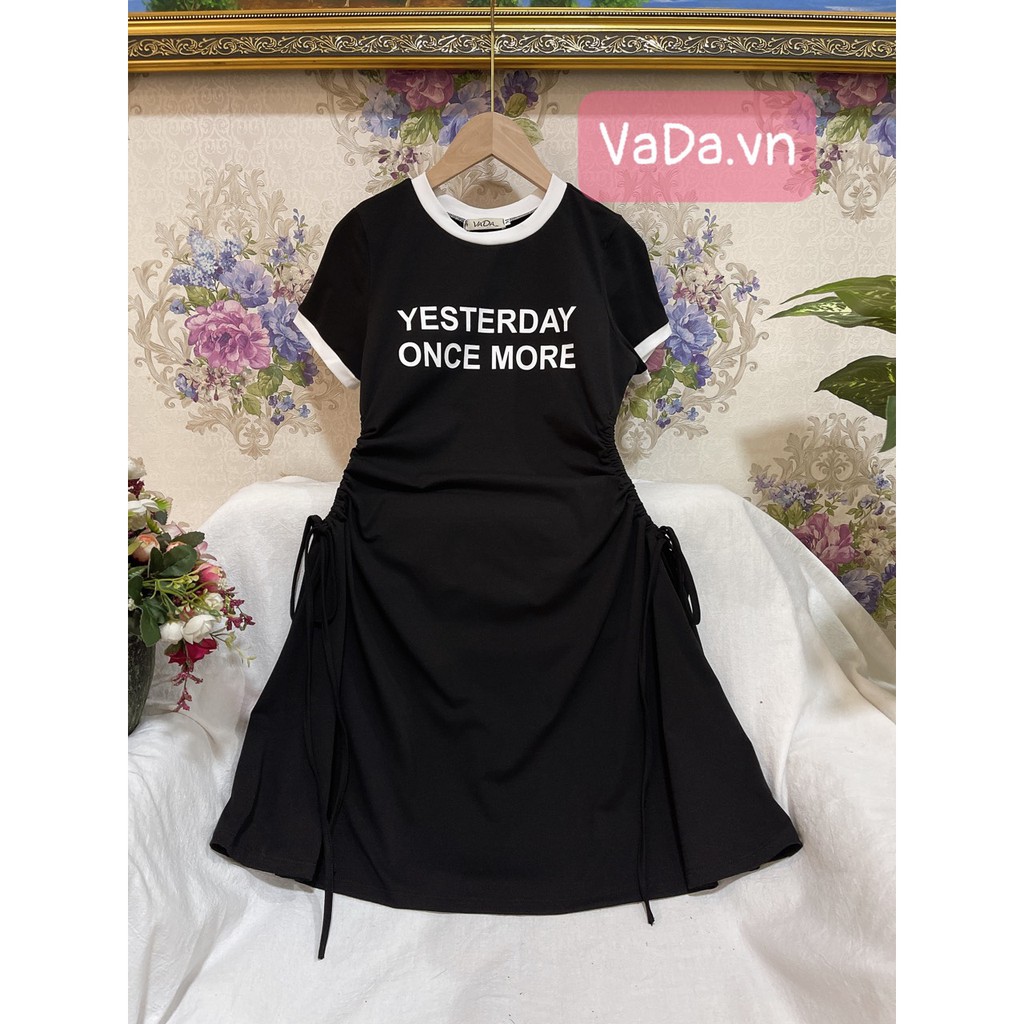 Đầm xoè tay ngắn cổ tròn viền in chữ so iu đi biển, đi chơi, dạo phố - Thời Trang VADA (Đ8) | BigBuy360 - bigbuy360.vn