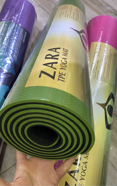 Thảm tập Yoga- Gym ZARA TPE YOGA MAT 8mm tặng ngay 1 túi đựng thảm cao cấp 50k